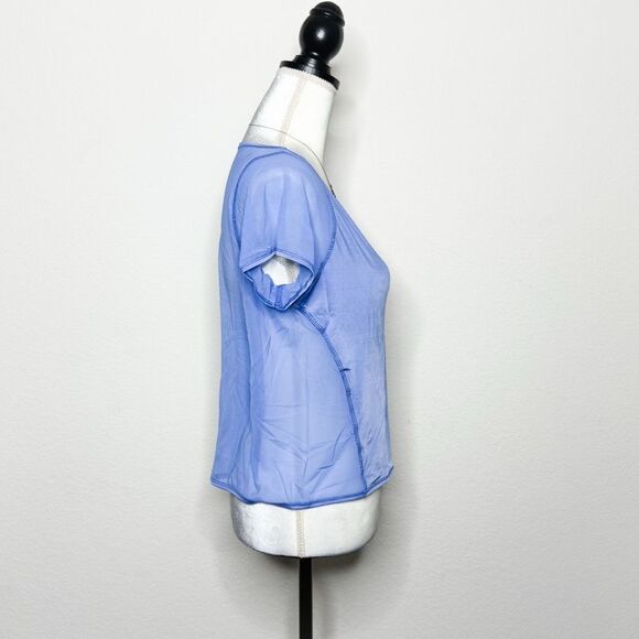 Zumba NWT! Women’s Flash Crop Top in Orbit Blue Sheer Sides & Back Size M - Picture 5 of 7